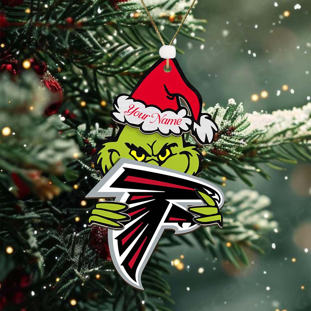Sportswearmerch Atlanta Falcons NFL x The Grinch Christmas Acrylic Ornament Gift For Fans