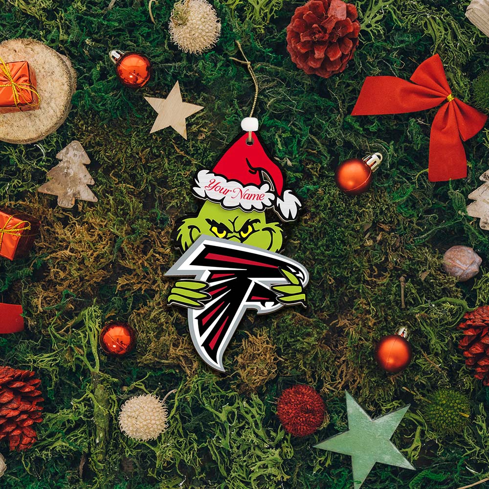 Sportswearmerch Atlanta Falcons NFL x The Grinch Christmas Acrylic Ornament Gift For Fans