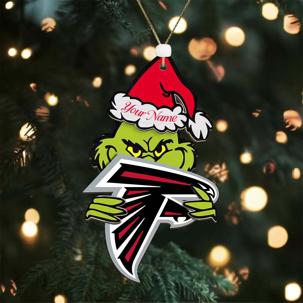 Sportswearmerch Atlanta Falcons NFL x The Grinch Christmas Acrylic Ornament Gift For Fans