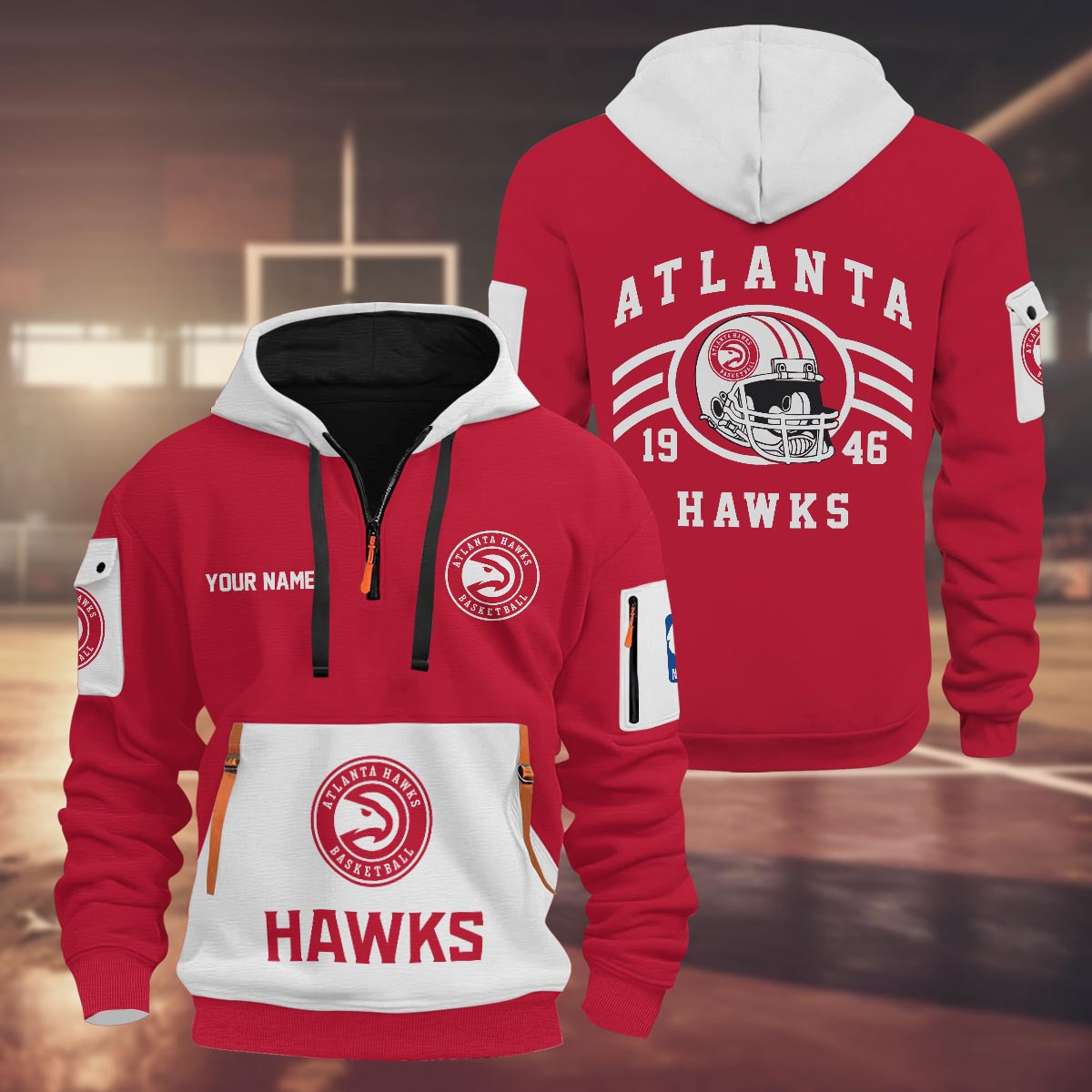 Sportswearmerch Atlanta Hawks NBA Half Zip Hoodie Personalized For Fan