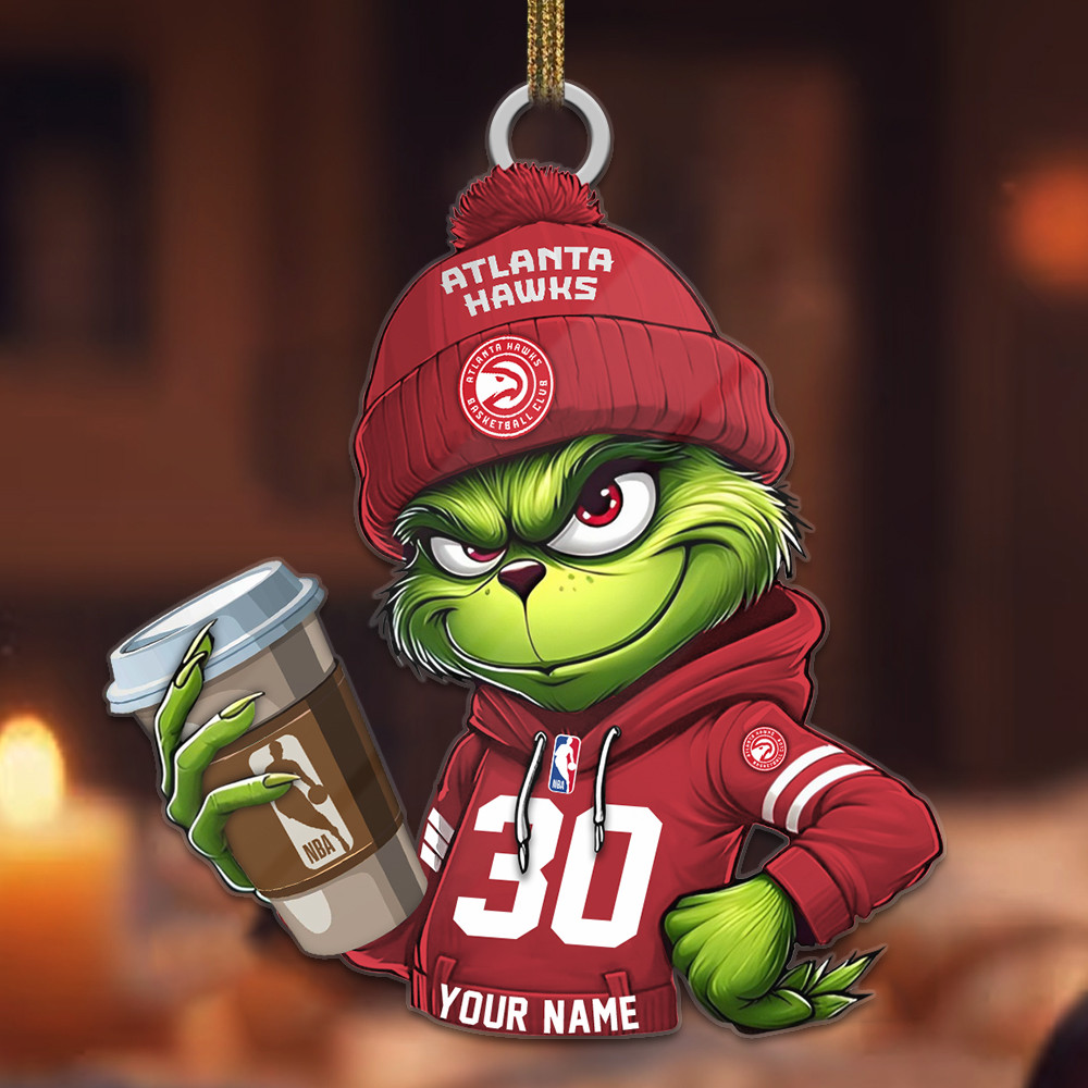 Sportswearmerch Atlanta Hawks NBA Personalized Acrylic Ornament For Fans