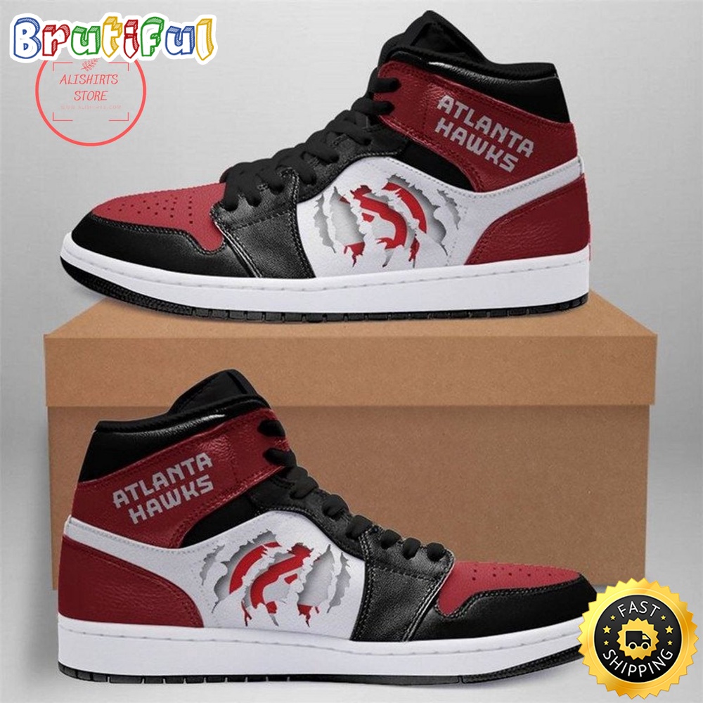 Sportswearmerch Atlanta Hawks NBA Scratch AJ1 High Sneakers Shoes For Men And Women