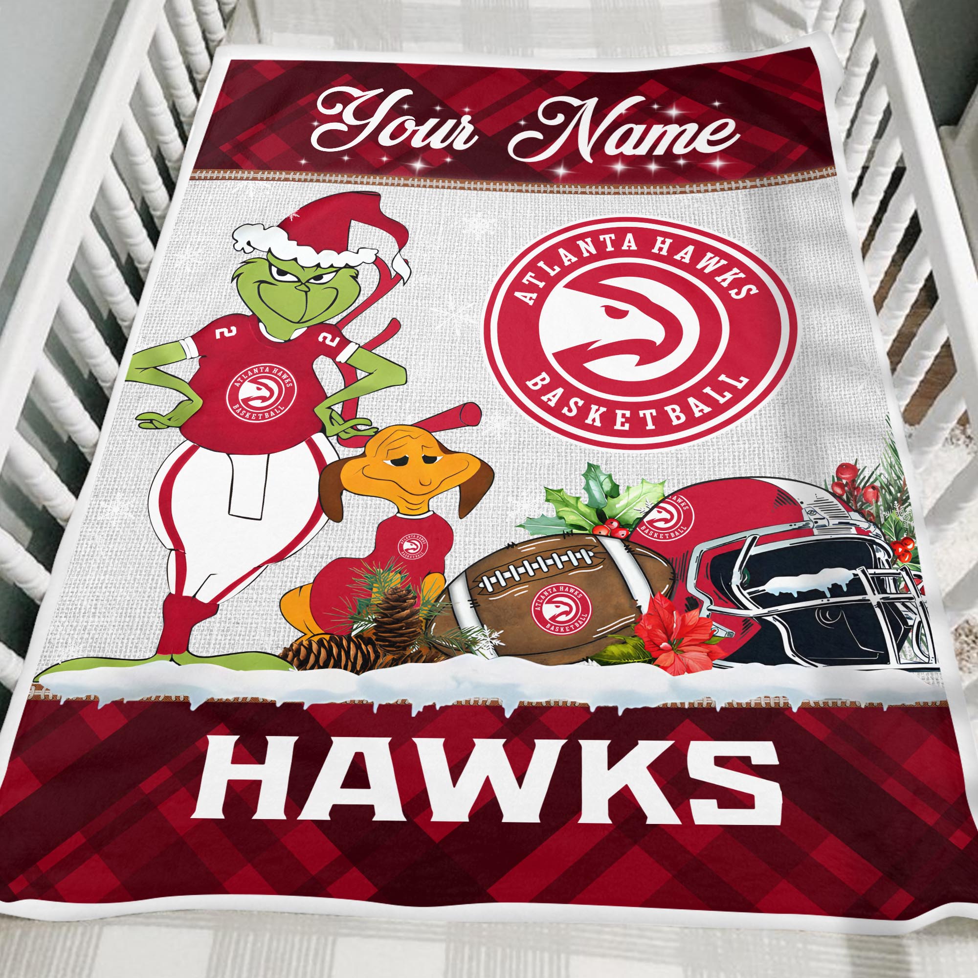 Sportswearmerch Atlanta Hawks NBA x Grinch Christmas Fleece Blanket For Fan