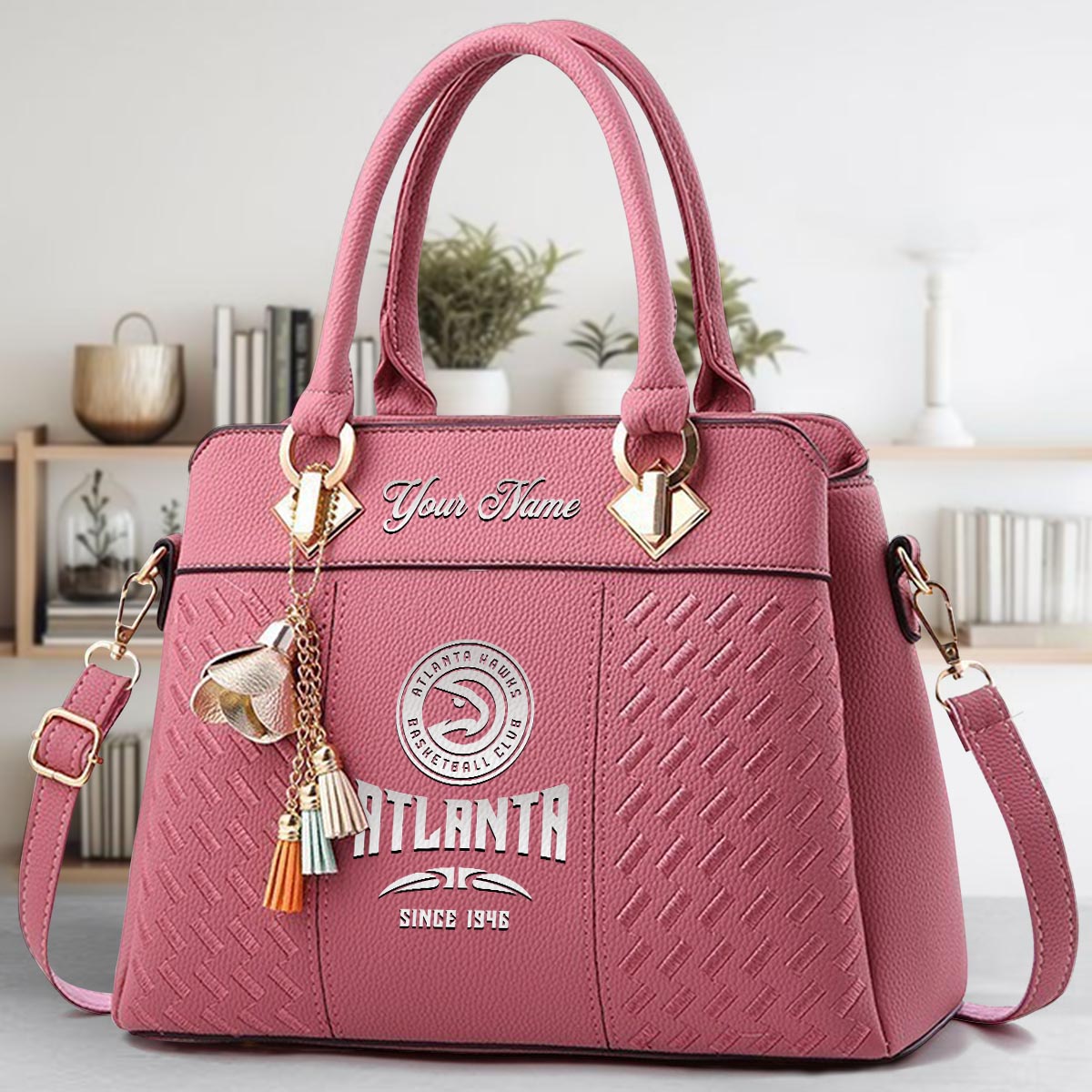 Sportswearmerch Atlanta Hawks NBA Zip Leather Handbag For Fan
