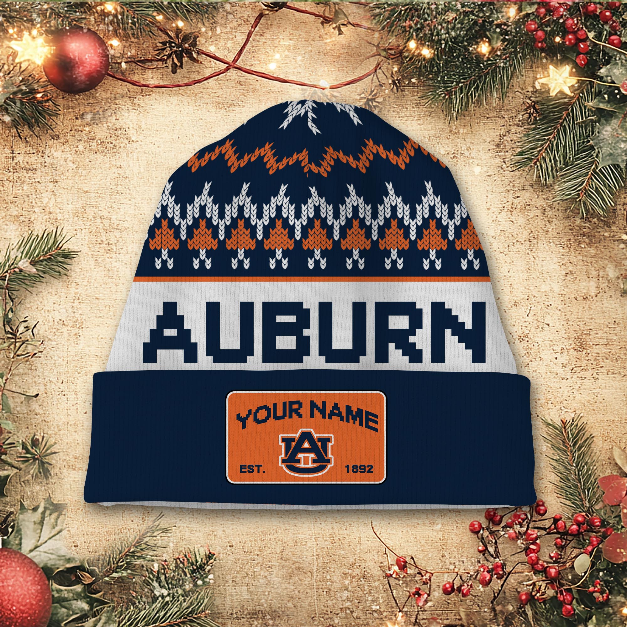 Sportswearmerch Auburn Tigers NCAA Christmas Beanie Hat For Fan