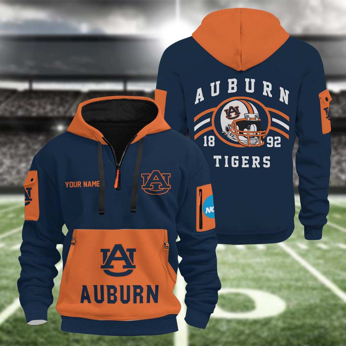 Sportswearmerch Auburn Tigers NCAA Half Zip Hoodie Personalized For Fan