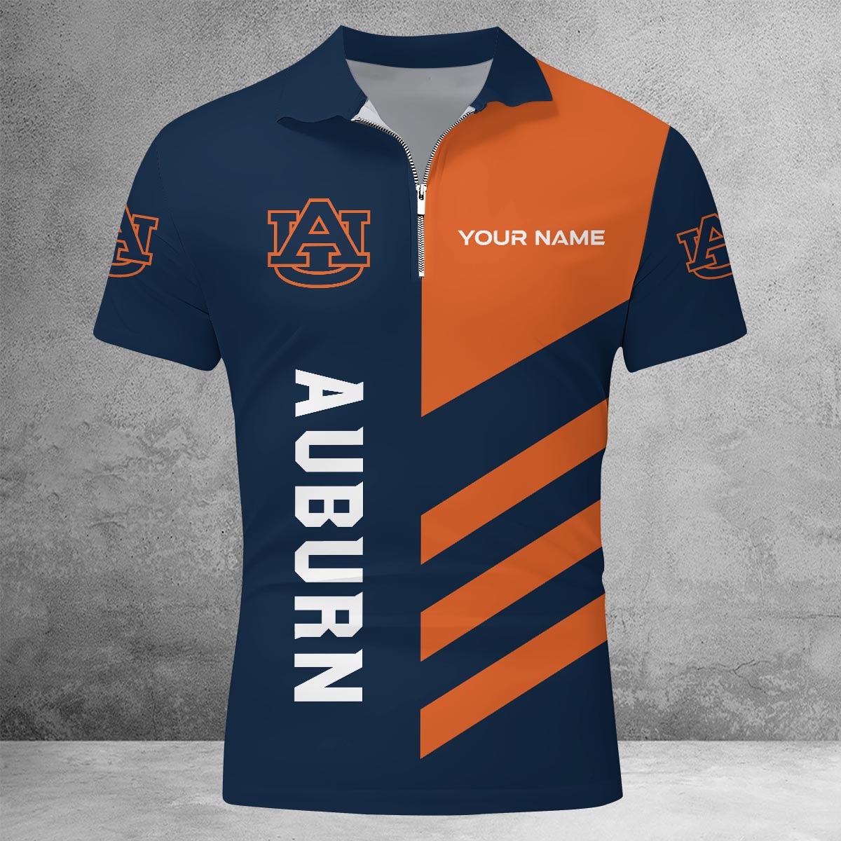 Sportswearmerch Auburn Tigers NCAA Lapel Zip Polo Shirt For Fan