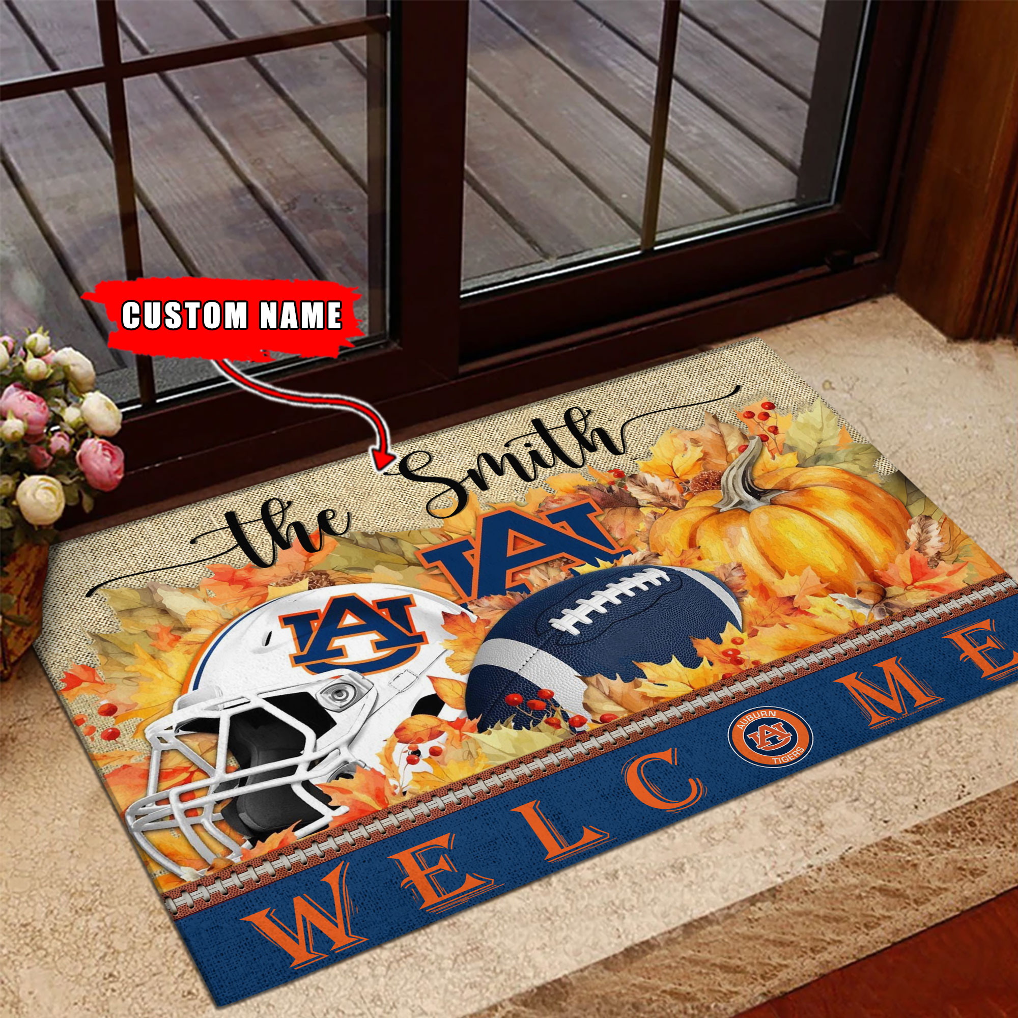 Sportswearmerch Auburn Tigers NCAA Welcome Fall Football Doormat For Fan