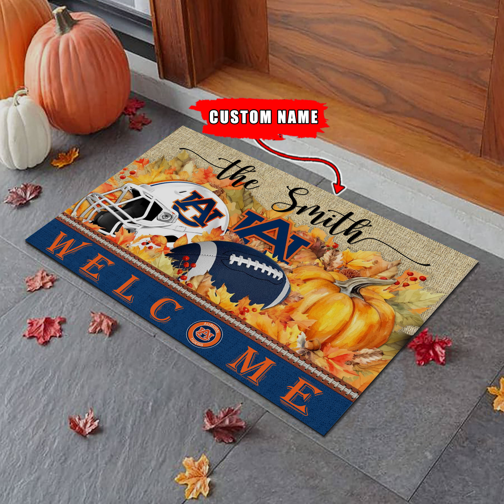 Sportswearmerch Auburn Tigers NCAA Welcome Fall Football Doormat For Fan