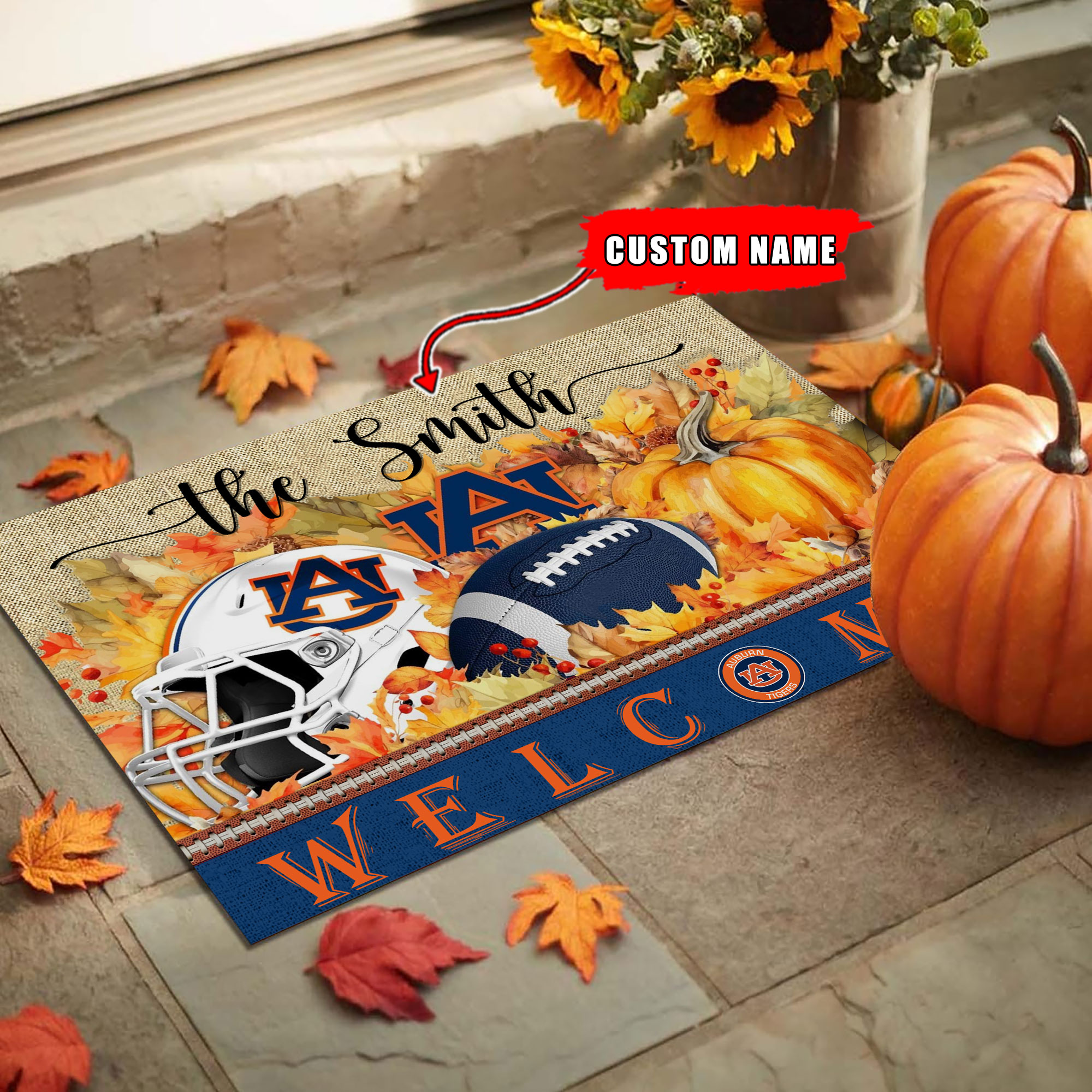 Sportswearmerch Auburn Tigers NCAA Welcome Fall Football Doormat For Fan