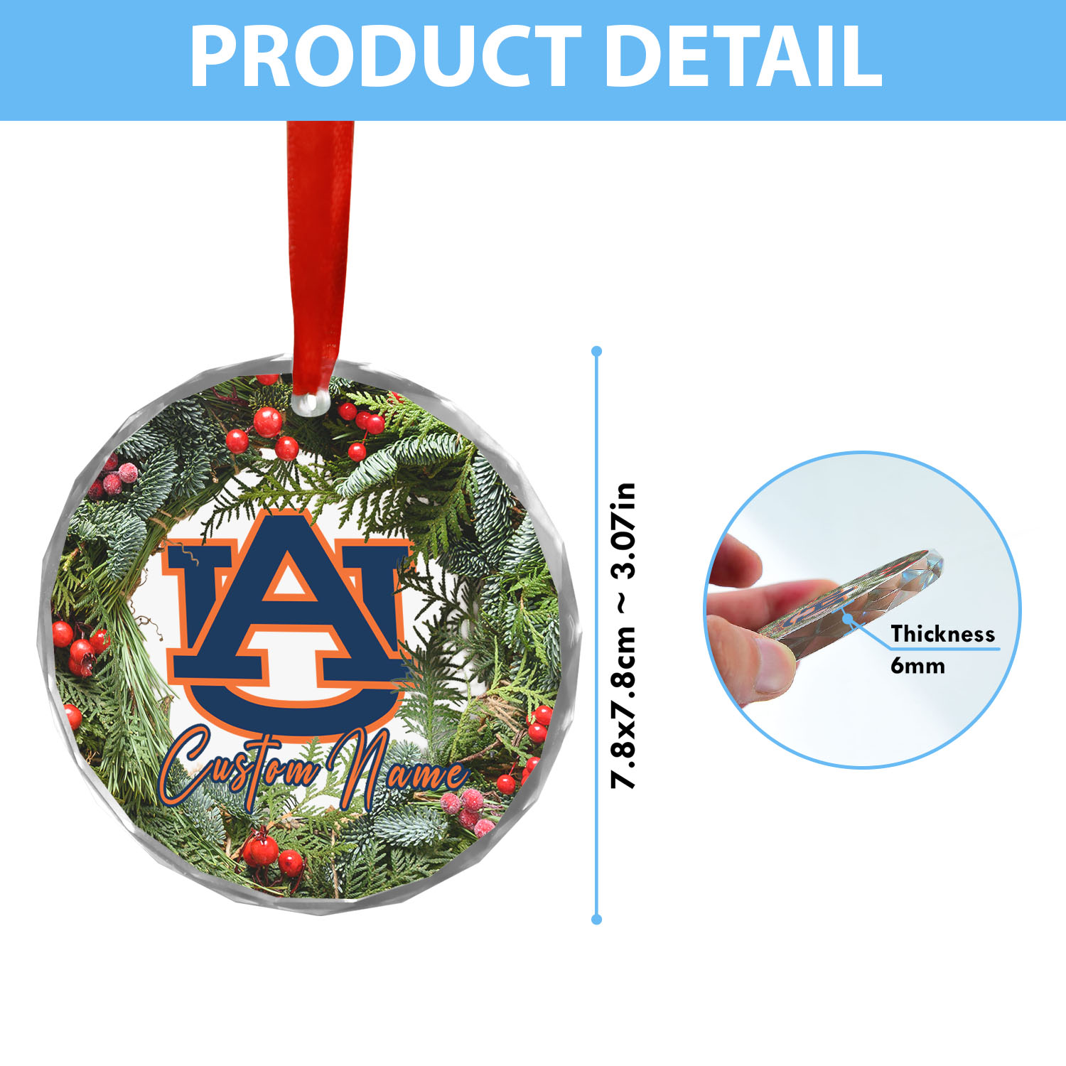 Sportswearmerch Auburn Tigers NCAA x Christmas Glass Ornament Gift For Fans
