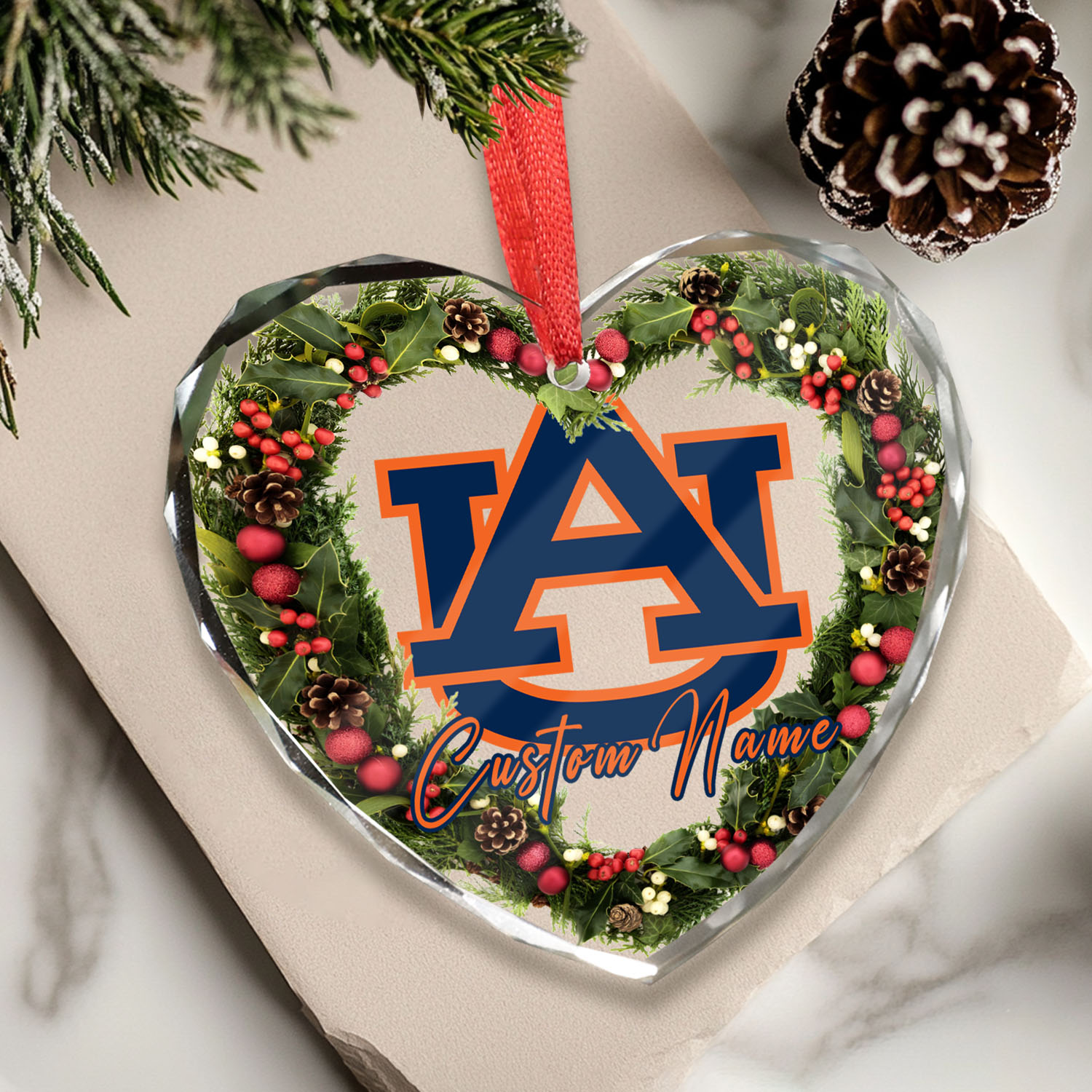Sportswearmerch Auburn Tigers NCAA x Christmas Glass Ornament Gift For Fans