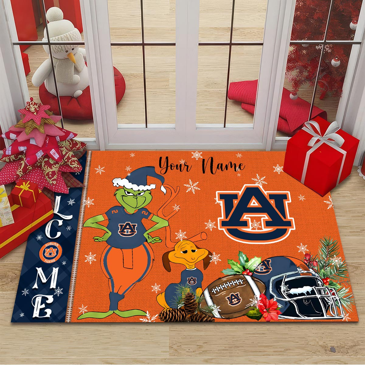 Sportswearmerch Auburn Tigers NCAA x Grinch Christmas Welcome Football Doormat For Fan