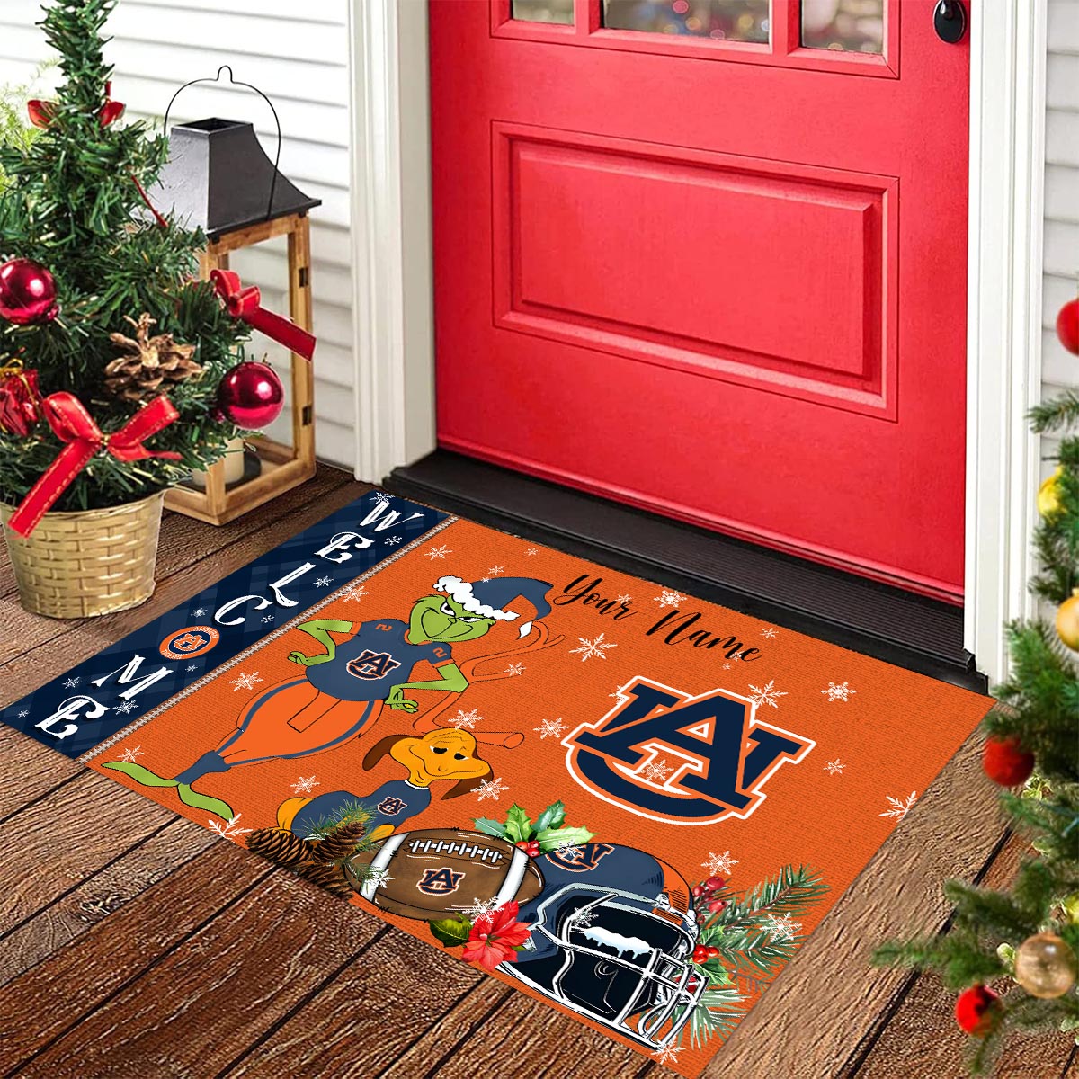 Sportswearmerch Auburn Tigers NCAA x Grinch Christmas Welcome Football Doormat For Fan