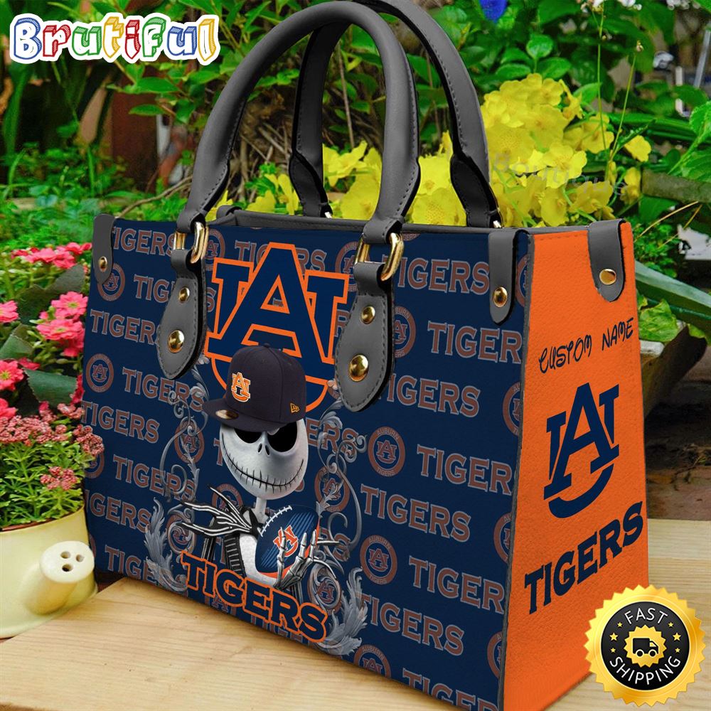 Sportswearmerch Auburn Tigers NCAA x Jack Skellington Women Leather Bag For Fan