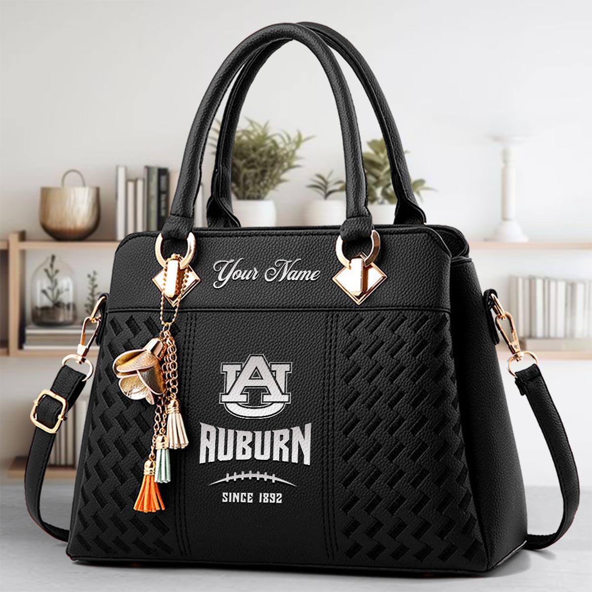 Sportswearmerch Auburn Tigers NCAA Zip Leather Handbag For Fan