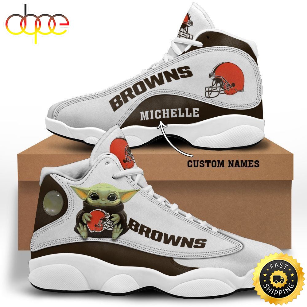 Sportswearmerch Baby Yoda Cleveland Browns NFL AJ13 Sneakers Shoes For Men And Women