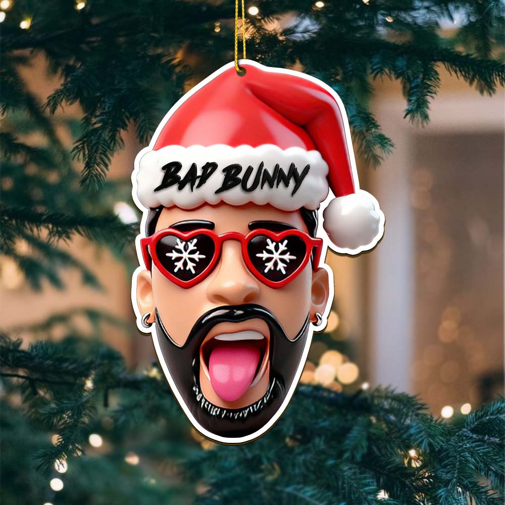 Sportswearmerch Bad Bunny x Christmas Acrylic Ornament Gift For Fan