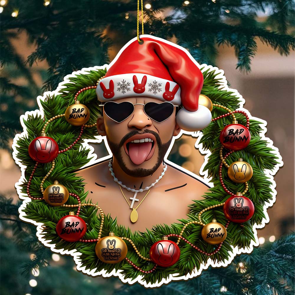 Sportswearmerch Bad Bunny x Christmas Acrylic Ornament Gift For Fan