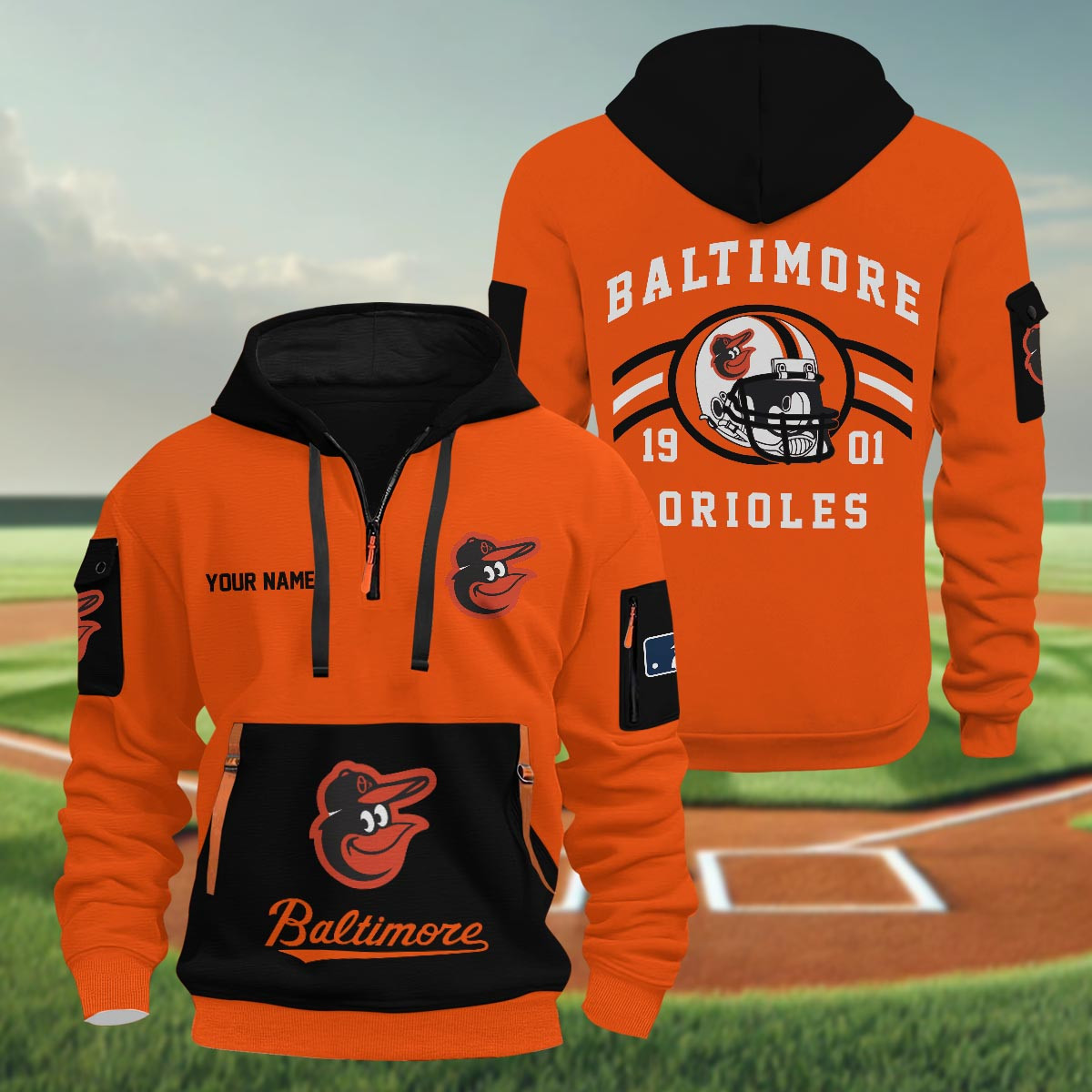 Sportswearmerch Baltimore Orioles MLB Half Zip Hoodie Personalized For Fan