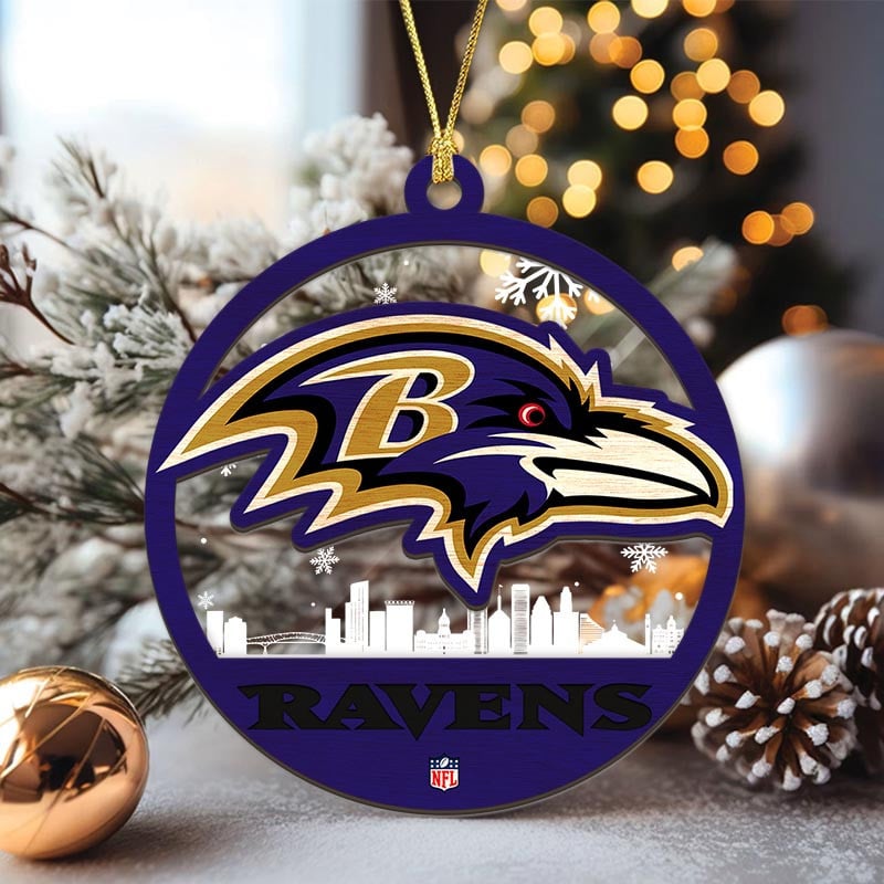 Sportswearmerch Baltimore Ravens NFL Acrylic Mix Wooden Ornament Gift For Fans