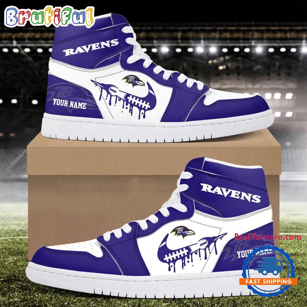 Sportswearmerch Baltimore Ravens NFL AJ1 High Sneakers Shoes For Men And Women