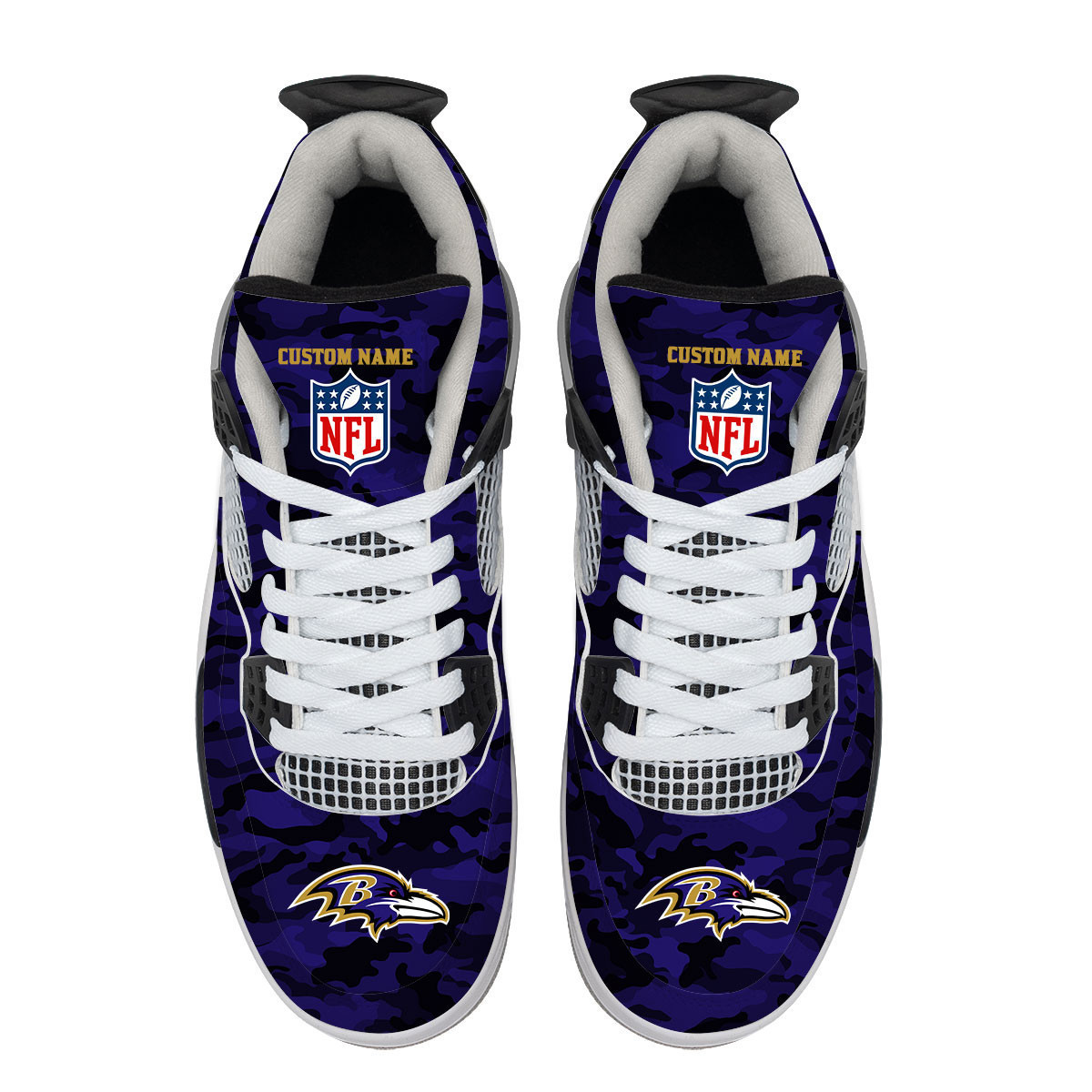 Sportswearmerch Baltimore Ravens NFL Camo Air Jordan 4 SneakerAJ4 Sneakers Shoes For Men And Women
