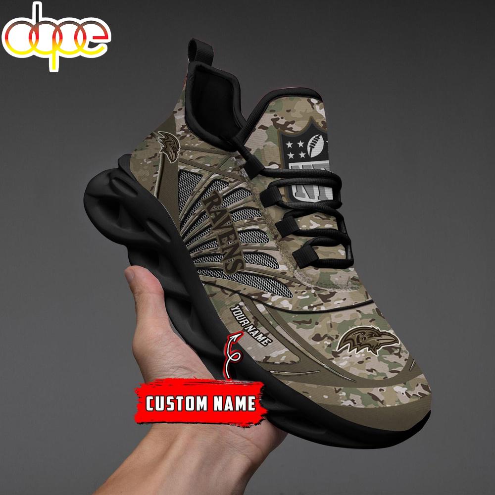 Sportswearmerch Baltimore Ravens NFL Camo Veteran Day Max Soul Shoes Sneakers For Men And Women