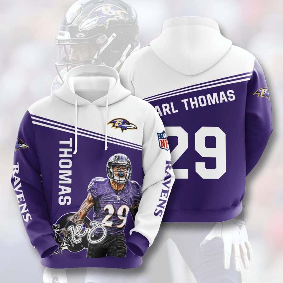 Sportswearmerch Baltimore Ravens NFL Earl Thomas Purple White Personalized Hoodie For Fan