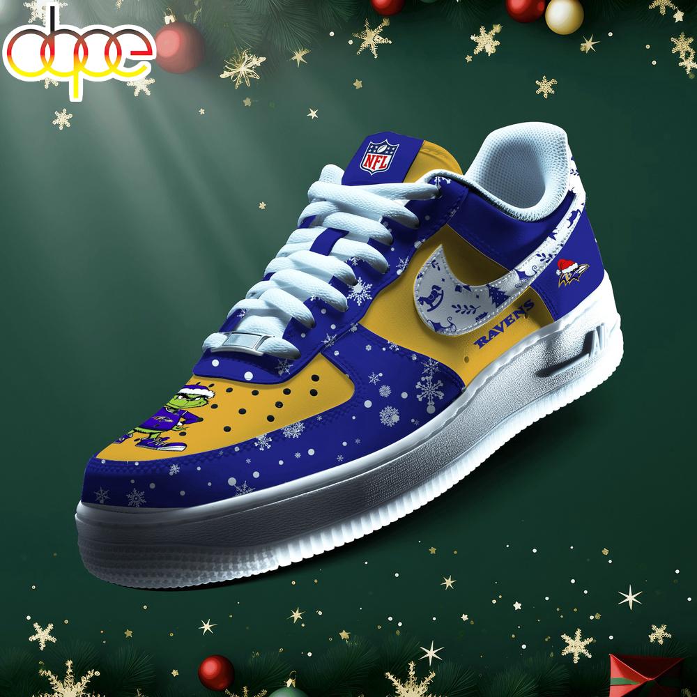 Sportswearmerch Baltimore Ravens NFL Grinch Merry Christmas Air Low-Top Sneakers Shoes For Men And Women