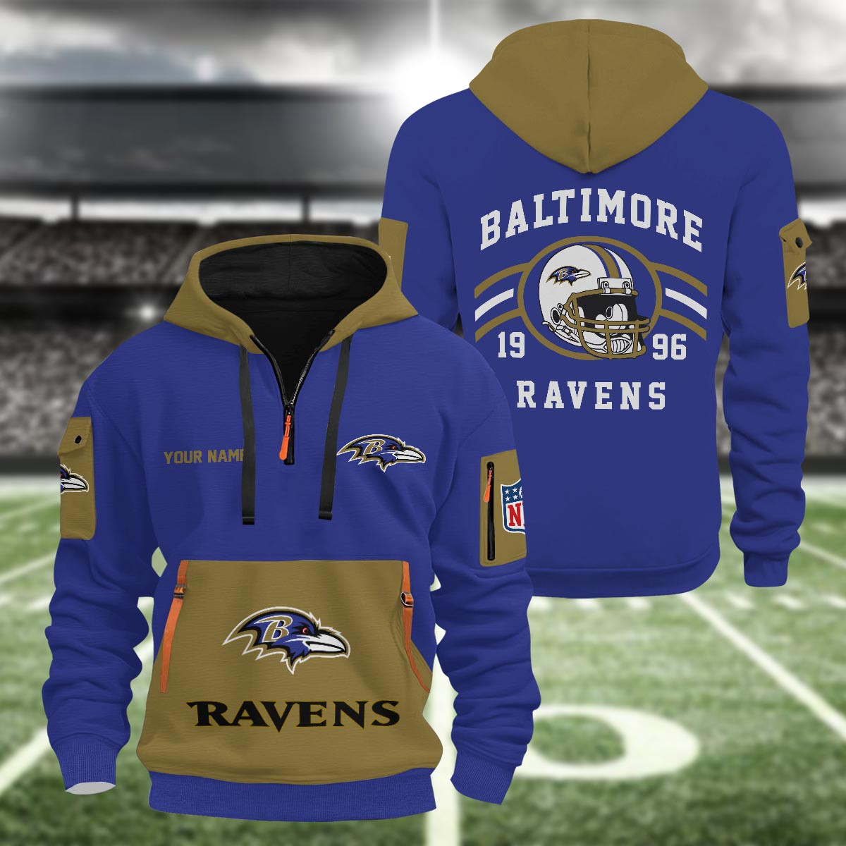 Sportswearmerch Baltimore Ravens NFL Half Zip Hoodie For Fan