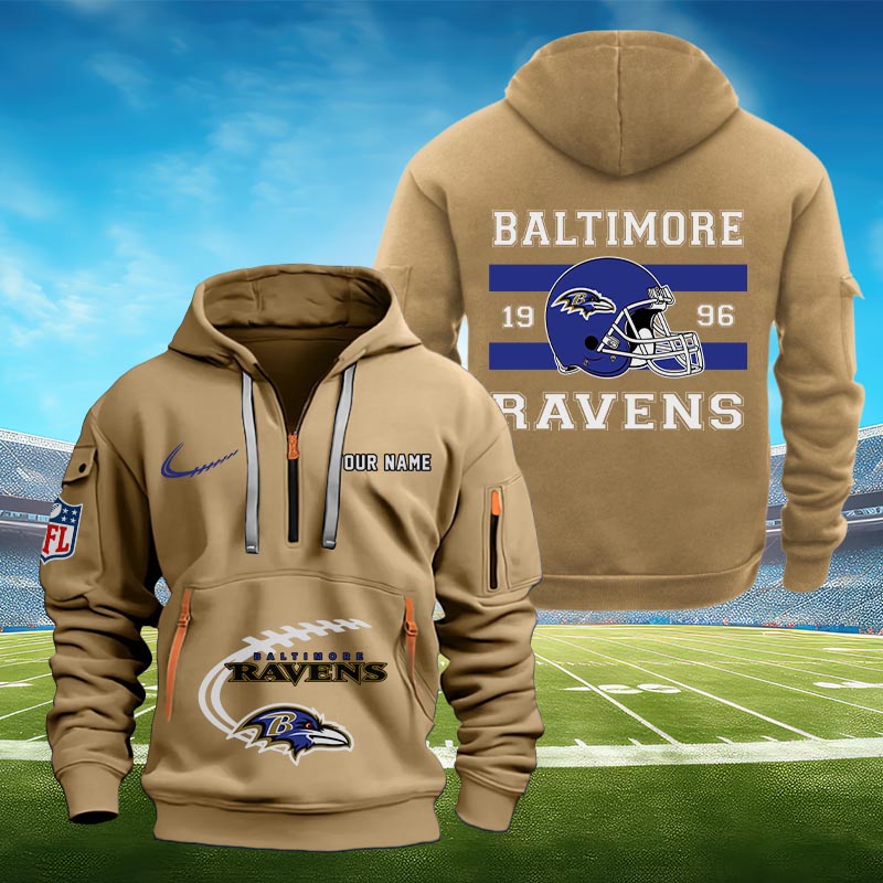 Sportswearmerch Baltimore Ravens NFL Half Zip Hoodie Personalized For Fan