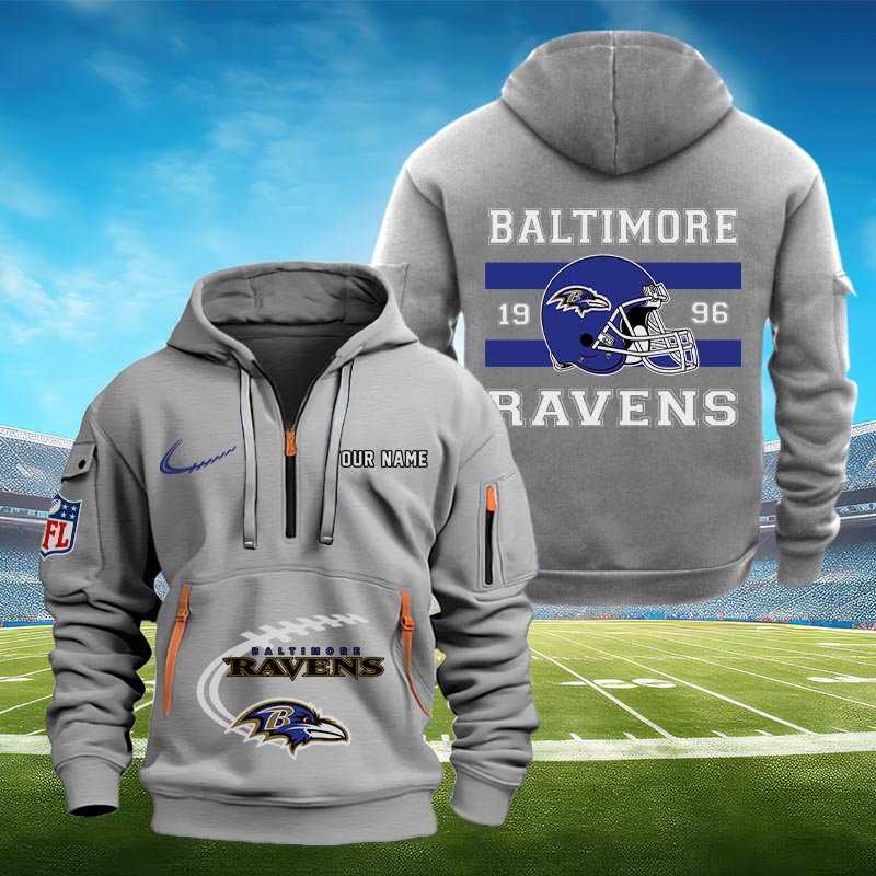 Sportswearmerch Baltimore Ravens NFL Half Zip Hoodie Personalized For Fan