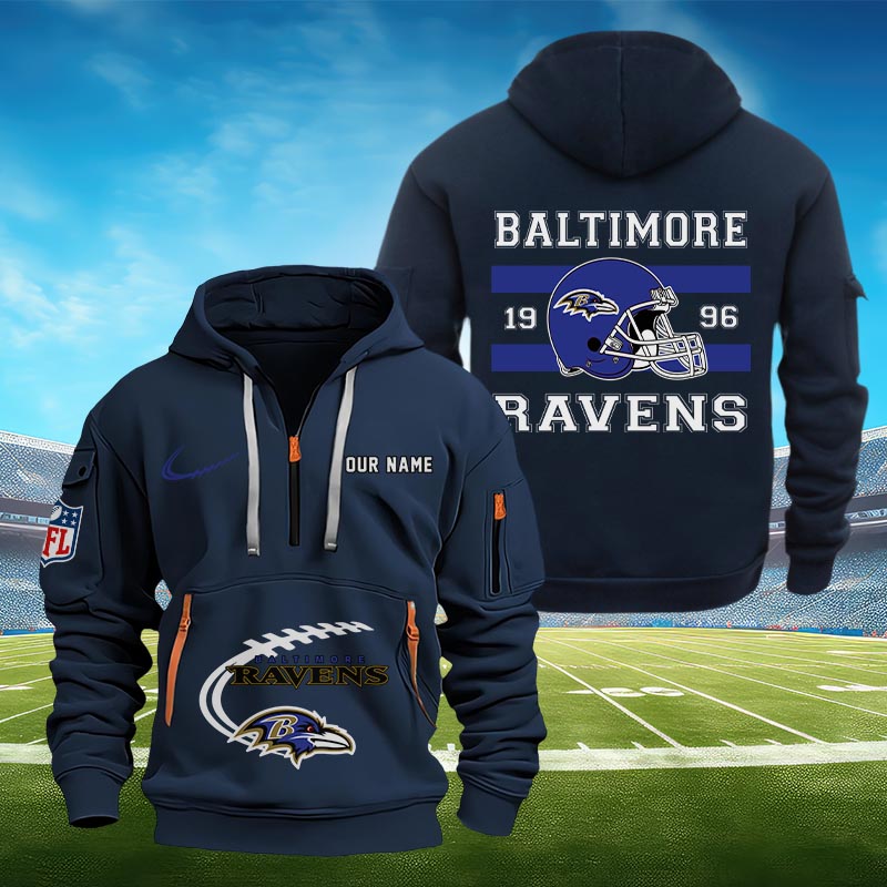 Sportswearmerch Baltimore Ravens NFL Half Zip Hoodie Personalized For Fan
