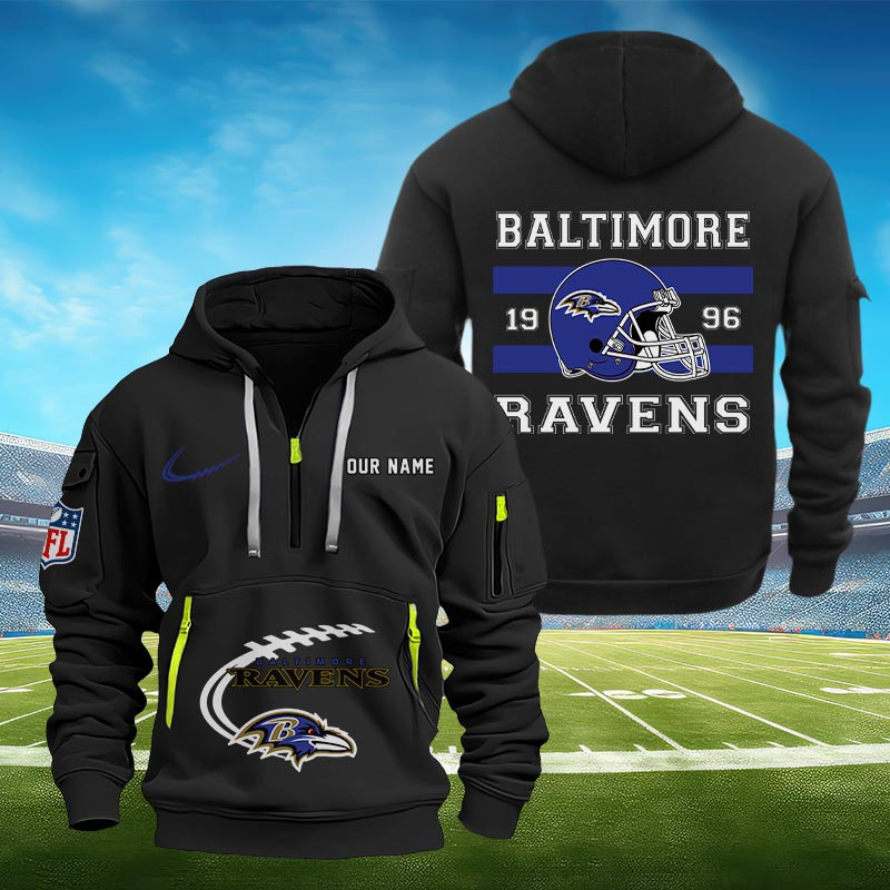 Sportswearmerch Baltimore Ravens NFL Half Zip Hoodie Personalized For Fan