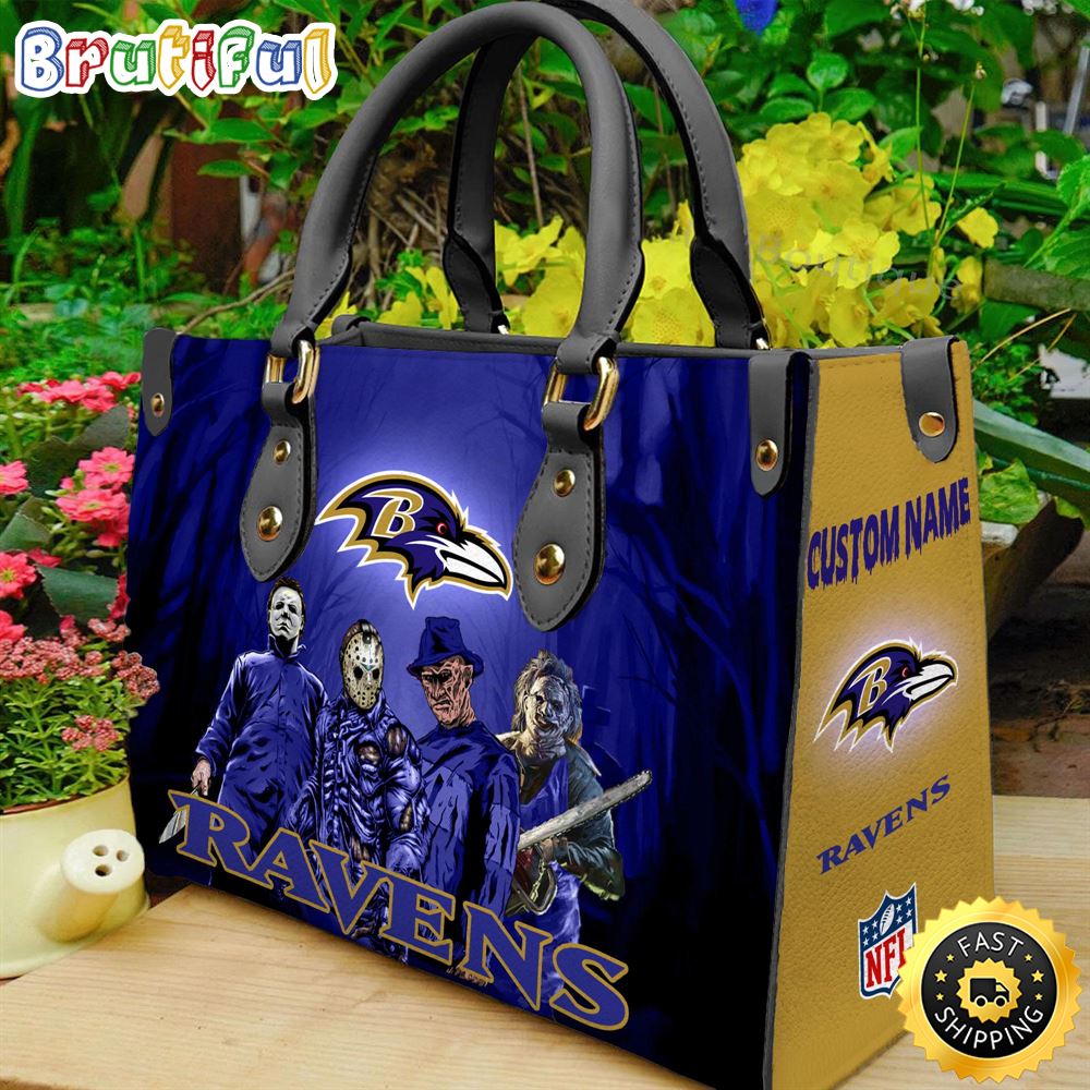 Sportswearmerch Baltimore Ravens NFL Halloween Leather Handbag For Fan