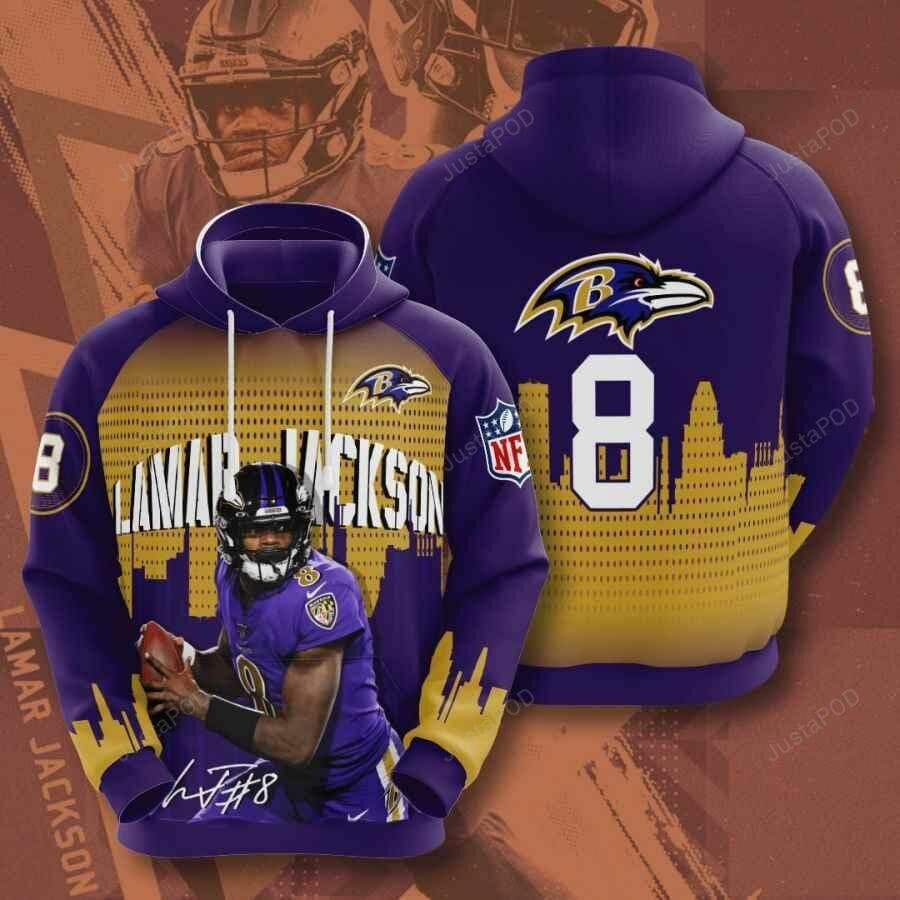 Sportswearmerch Baltimore Ravens NFL Lamar Jackson Purple Personalized Hoodie For Fan
