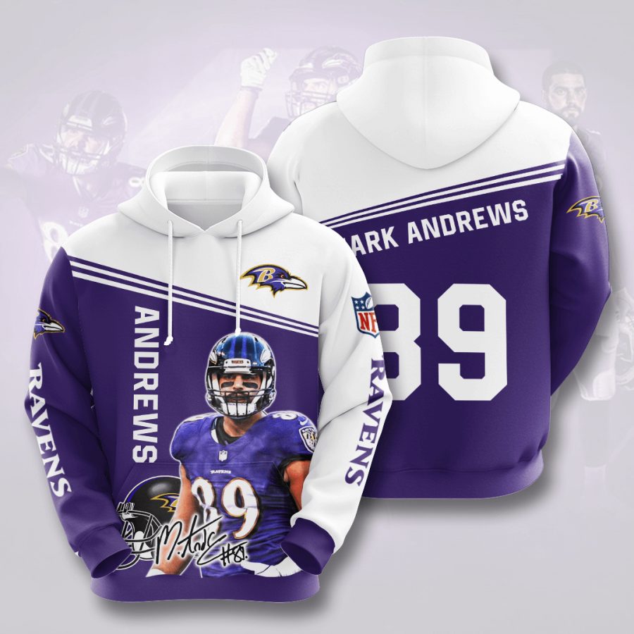 Sportswearmerch Baltimore Ravens NFL Mark Andrews Purple White Personalized Hoodie For Fan