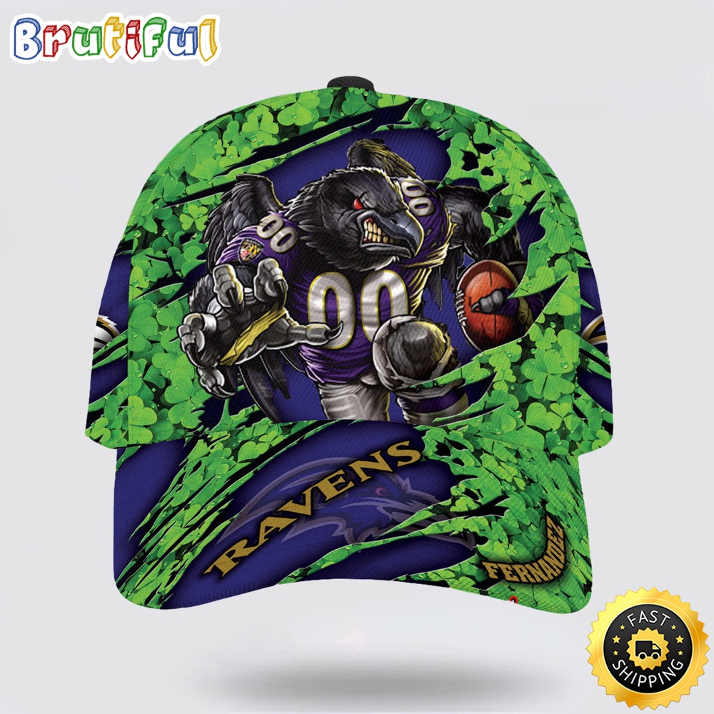 Sportswearmerch Baltimore Ravens NFL Mascot St Patrick Day Classic Cap For Fan
