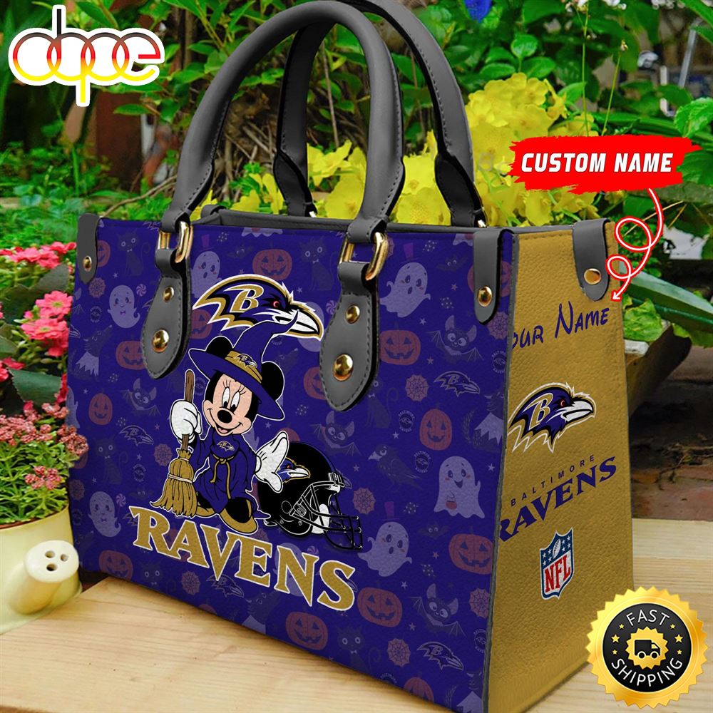 Sportswearmerch Baltimore Ravens NFL Minnie Women Leather Hand Bag For Fan