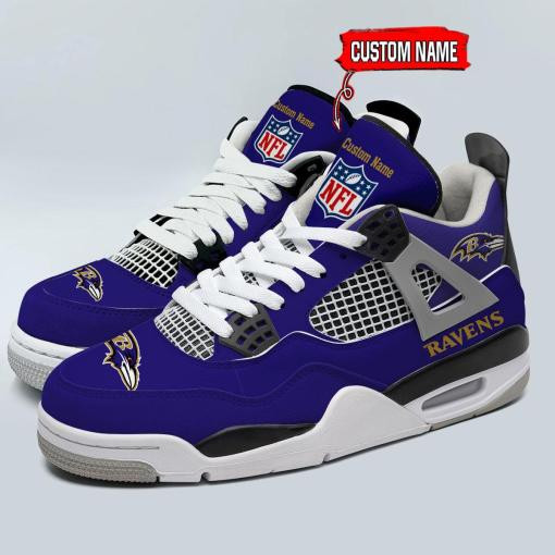 Sportswearmerch Baltimore Ravens NFL Personalized Air Jordan 4 AJ4 Sneakers Shoes For Men And Women