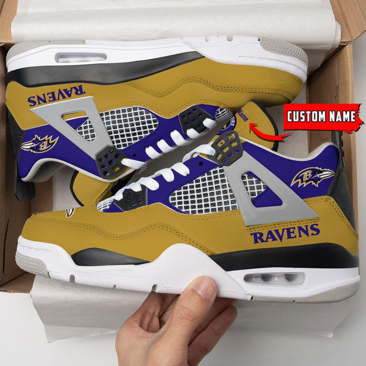 Sportswearmerch Baltimore Ravens NFL Personalized Air Jordan 4 SnAJ4 Sneakers Shoes For Men And Women