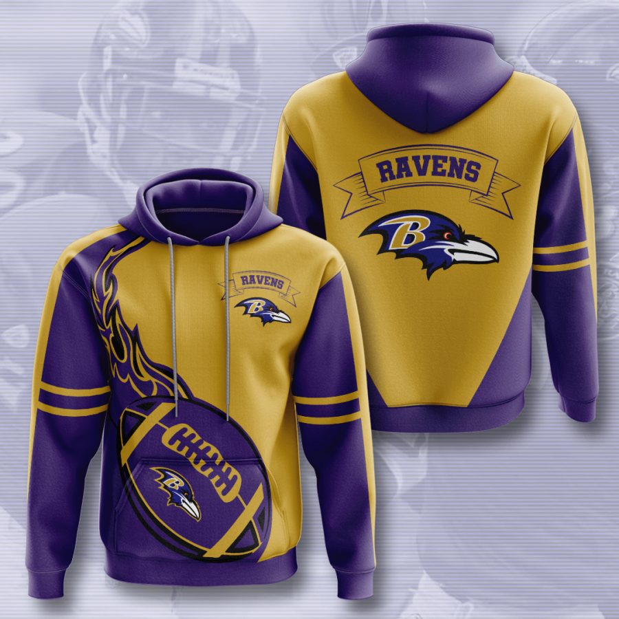Sportswearmerch Baltimore Ravens NFL Purple Fire Personalized Hoodie For Fan