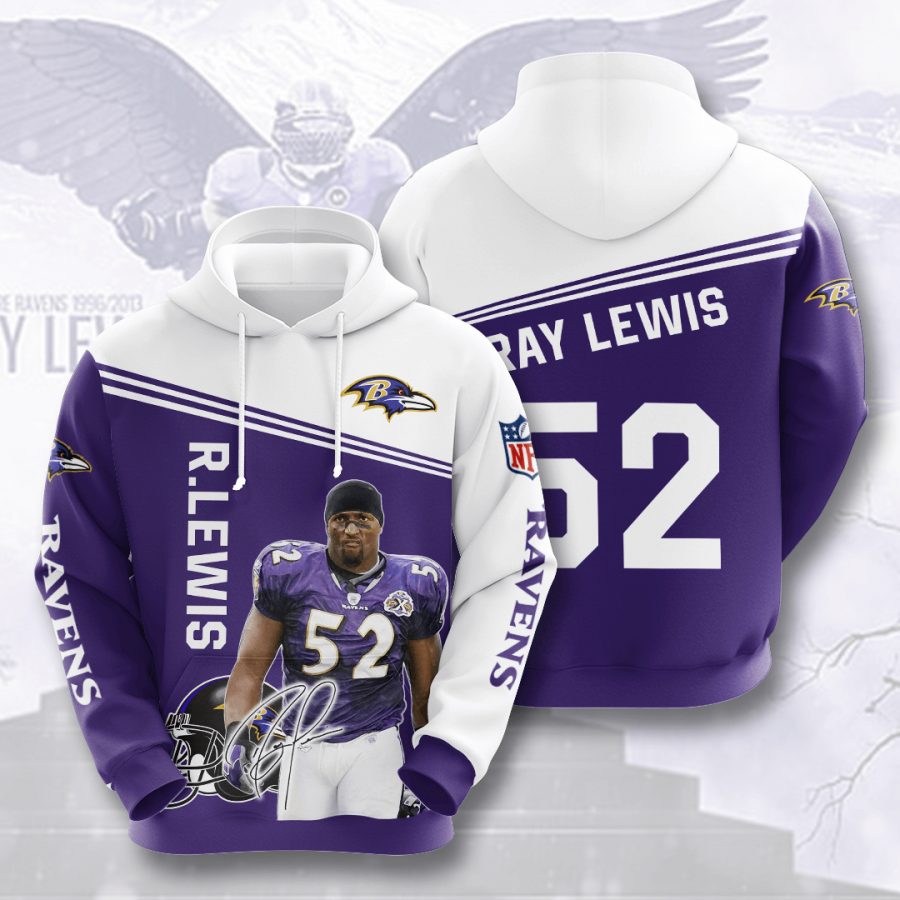 Sportswearmerch Baltimore Ravens NFL Ray Lewis Purple White Personalized Hoodie For Fan