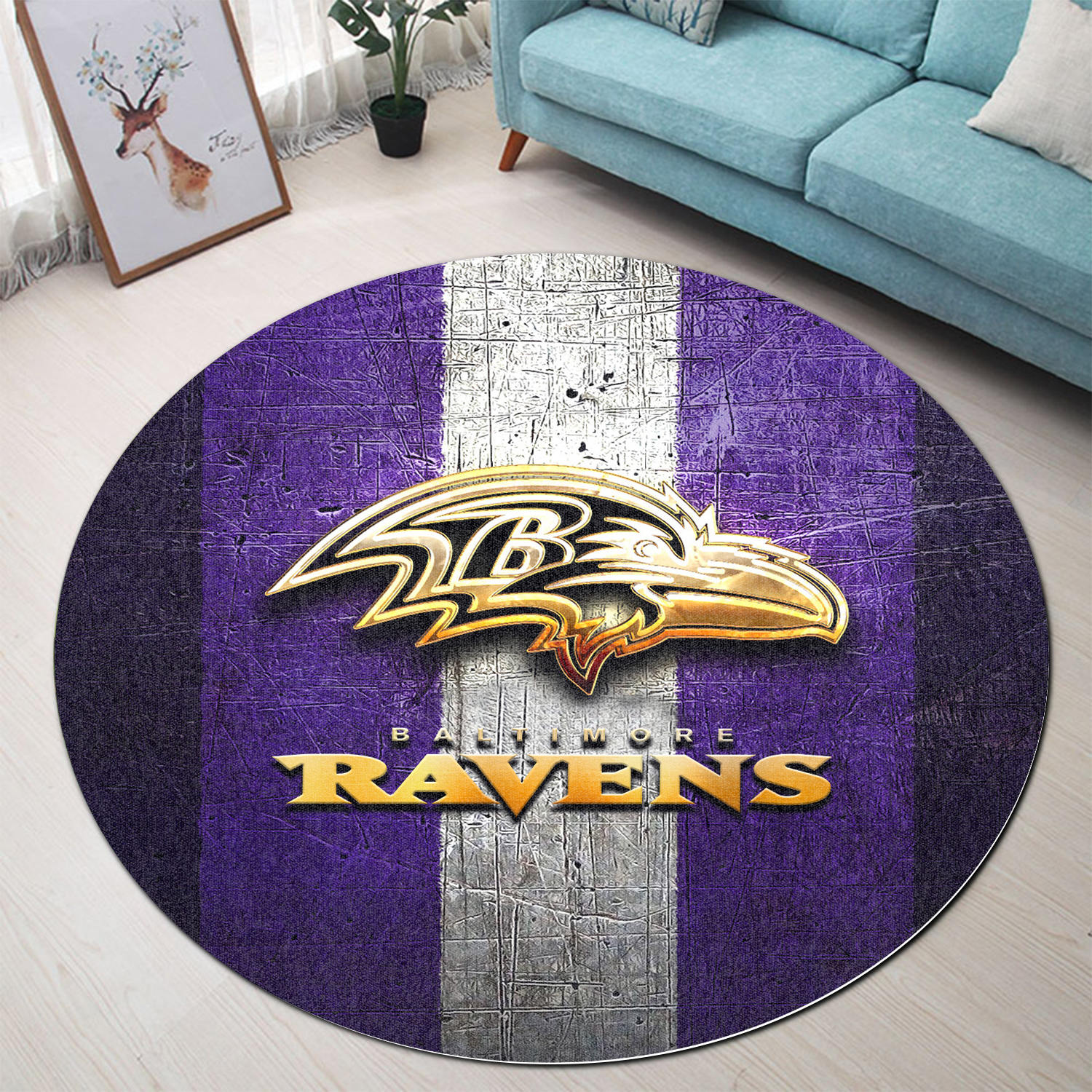 Sportswearmerch Baltimore Ravens NFL Round Rug For Fan
