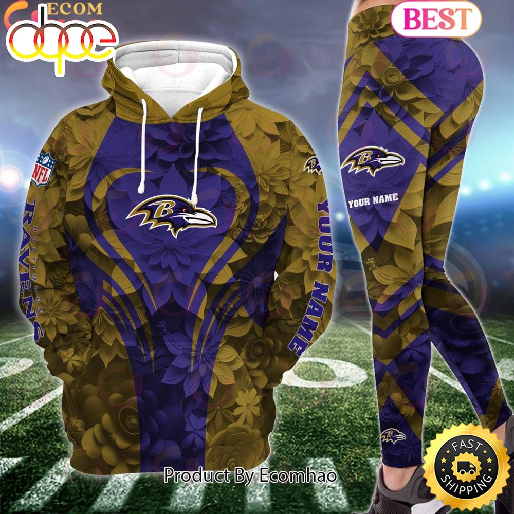 Sportswearmerch Baltimore Ravens NFL Special Flowers Design Hoodie And Leggings For Fan