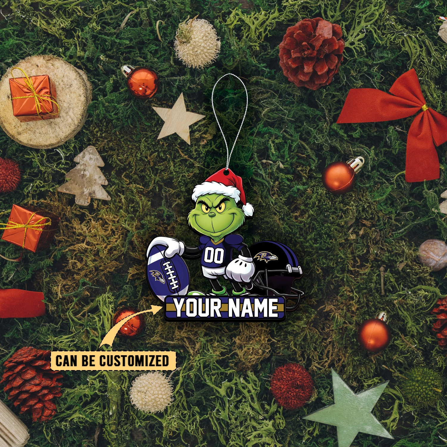 Sportswearmerch Baltimore Ravens NFL The Grinch x Christmas Acrylic Ornament Gift For Fan