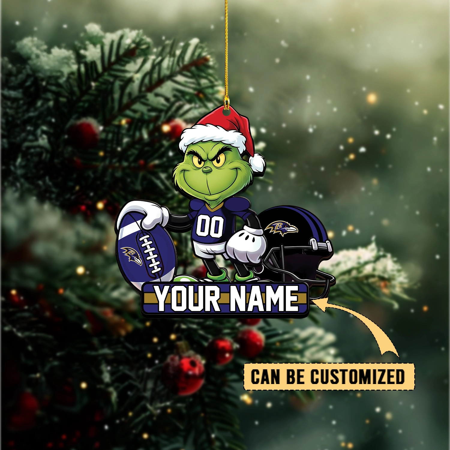 Sportswearmerch Baltimore Ravens NFL The Grinch x Christmas Acrylic Ornament Gift For Fan