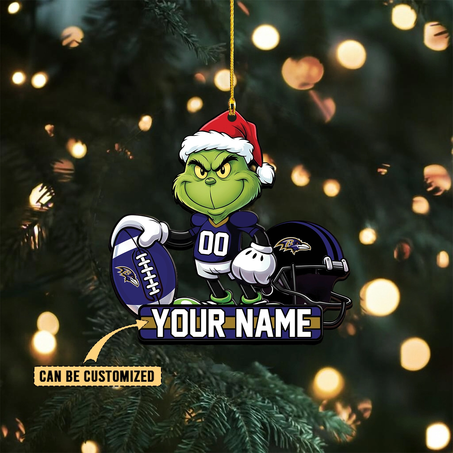 Sportswearmerch Baltimore Ravens NFL The Grinch x Christmas Acrylic Ornament Gift For Fan