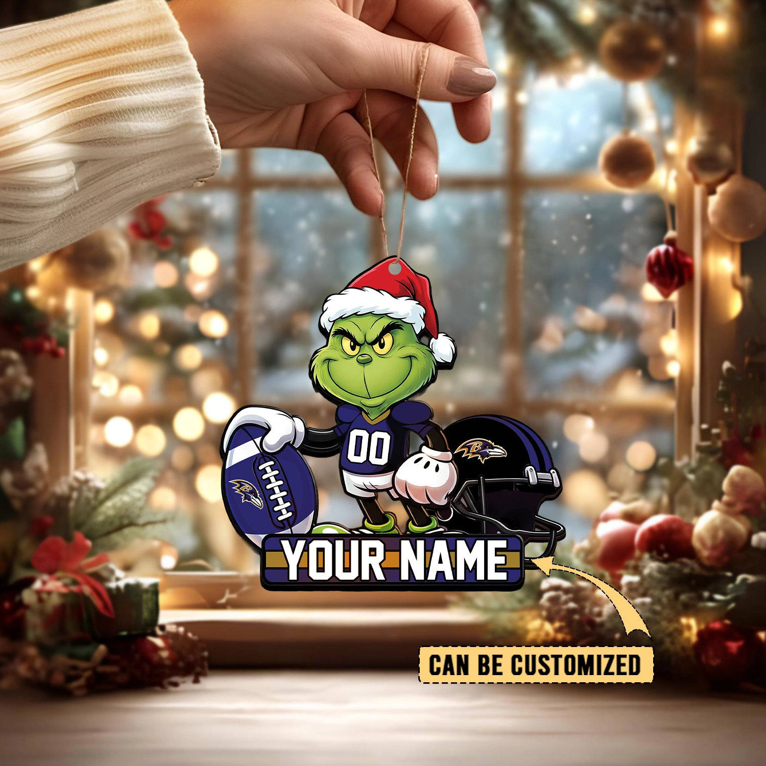 Sportswearmerch Baltimore Ravens NFL The Grinch x Christmas Acrylic Ornament Gift For Fan